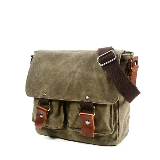 Single shoulder canvas slung schoolbag for men and women