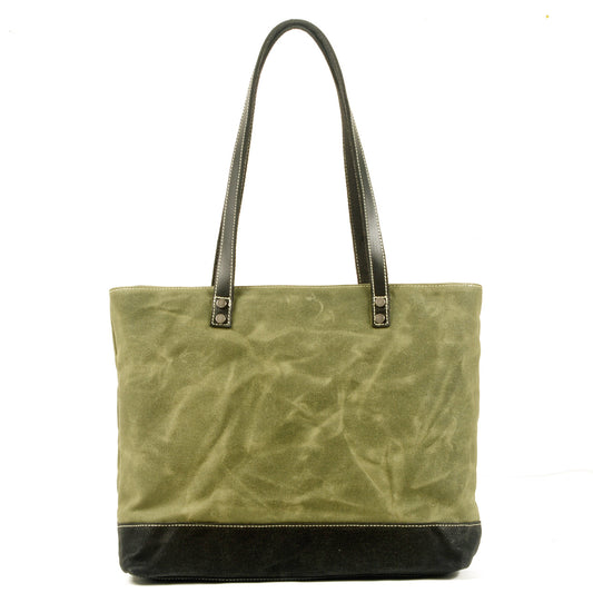 Large-capacity retro contrast stitching tote bag