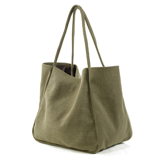 Large-capacity versatile simple cotton and linen tote bag