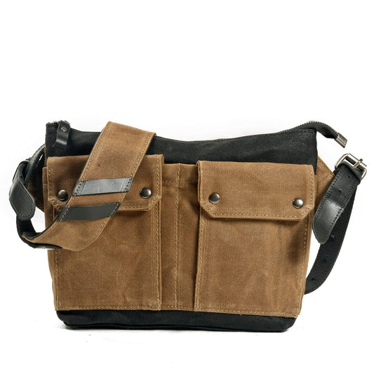 Small retro mini canvas contrast messenger bag