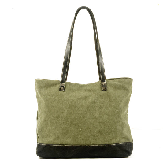 Large-capacity retro contrast stitching tote bag