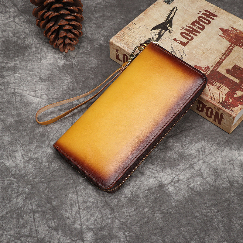 Retro Ladies Leather Wallet Cowhide Printed Coin Purse