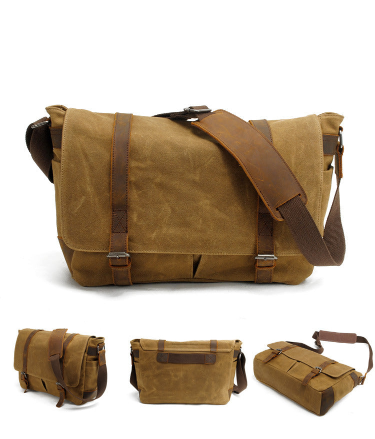 Retro canvas shoulder messenger bag