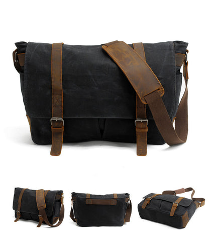 Retro canvas shoulder messenger bag