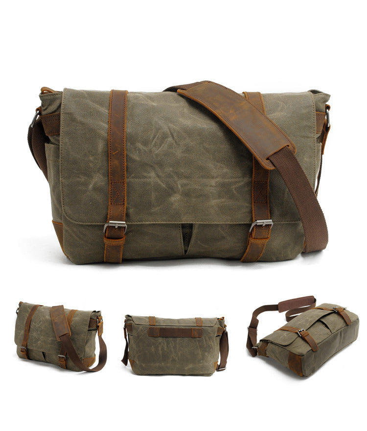 Retro canvas shoulder messenger bag